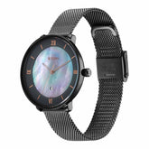 Titan Workwear Women's Watch Analog Mother Of Pearl Dial With Black Mesh Band Stainless Steel Band, 2651QM04